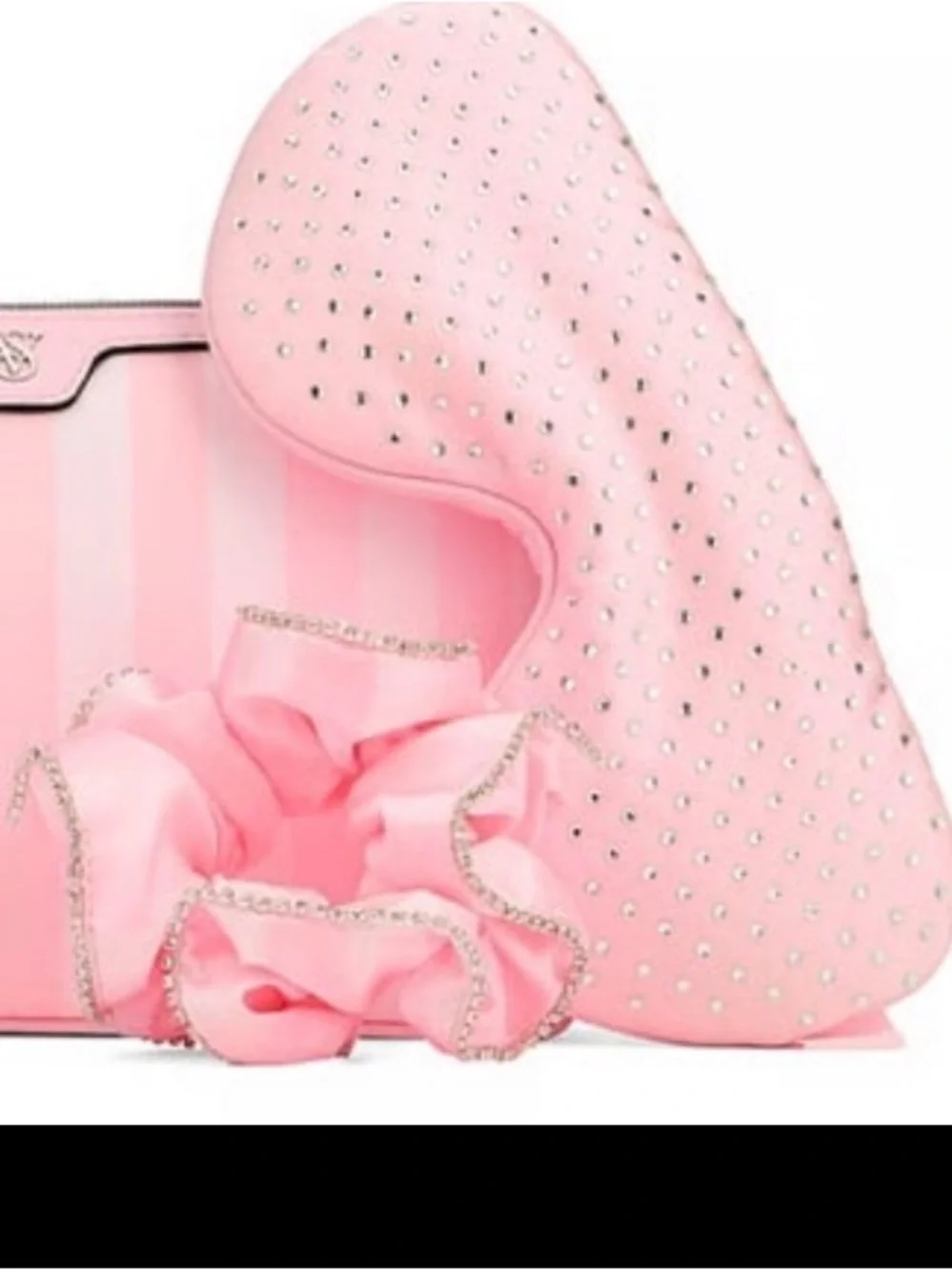 Victoria's Secret Pink Striped Sleep Travel Set with Rhinestone set exclusive ed